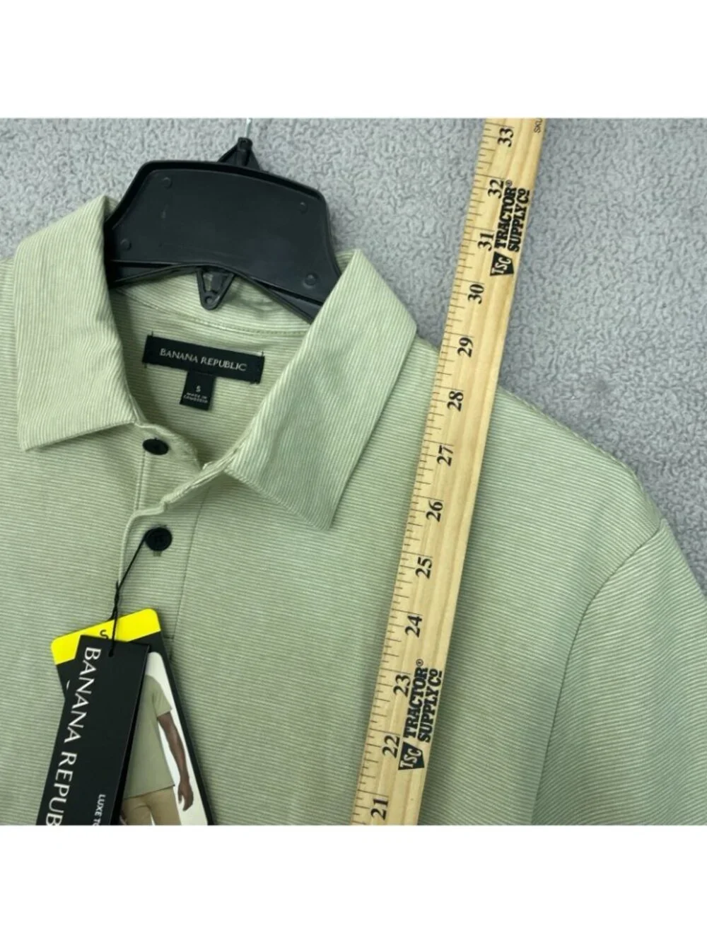 NWT Banana Republic Men's S Green Luxe Touch Polo Shirt Pinstriped Stretched